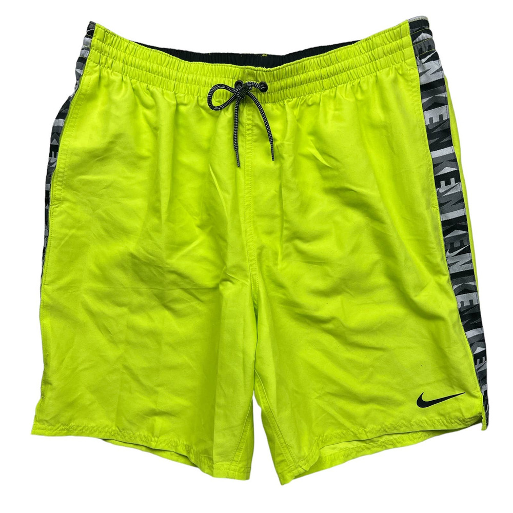 Nike XL Men Green Board Shorts Swim Trunks Lined Swimwear Active Elastic Waist